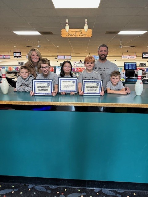 Lower division. High scratch series Cooper Latuch, high handicap series Maci Grasser and high game scratch Parker Jenkins. 